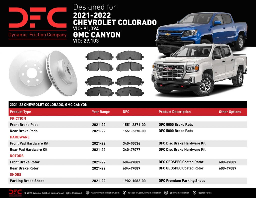 DFC 2021-22 Chevrolet Colorado and GMC Canyon Sale Sheet