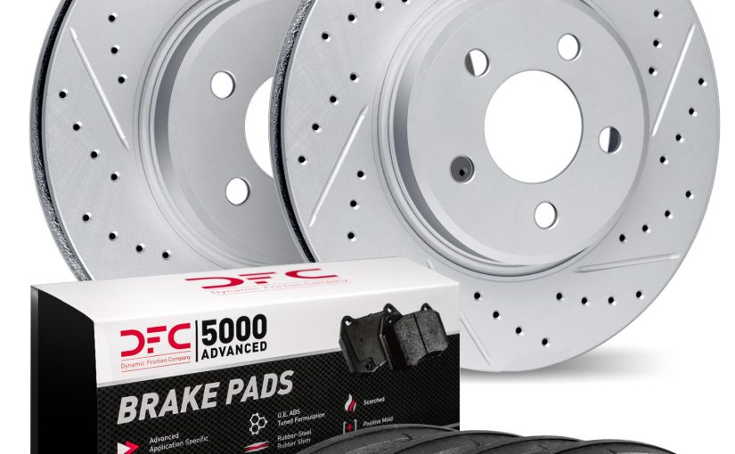 DFC GeoSpec coated drilled and slotted rotors with 5000 Advanced brake pads kit
